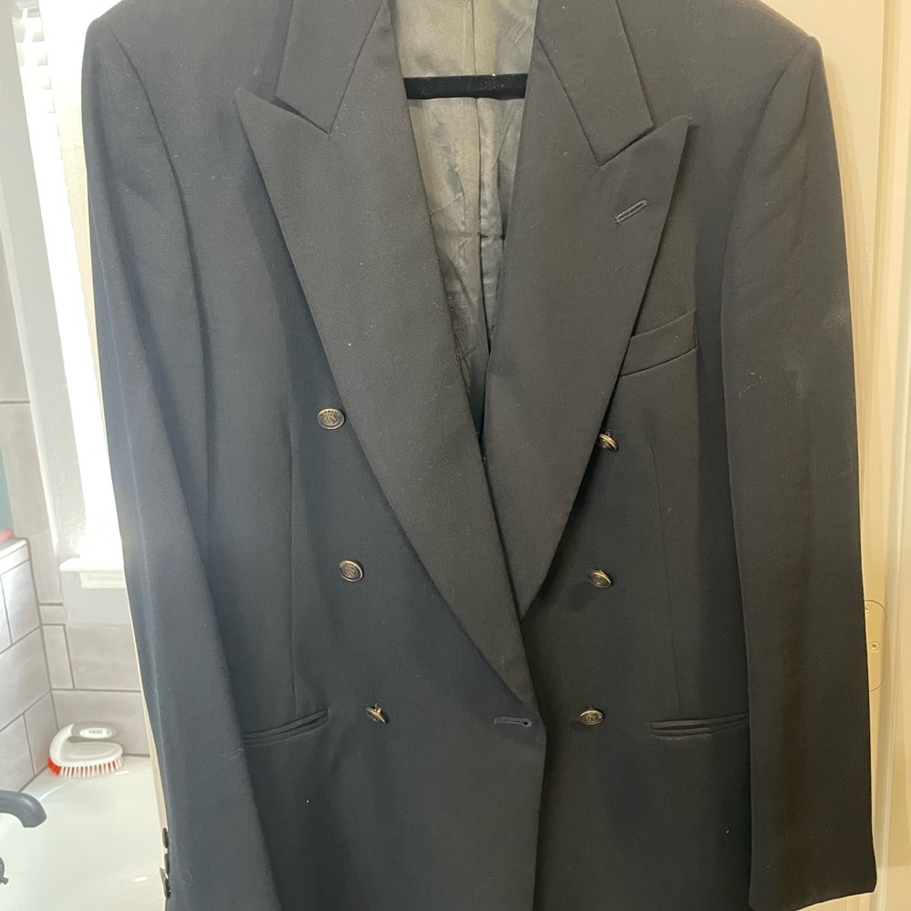 Pierre Cardin Elegant Black Double-Breasted Tuxedo